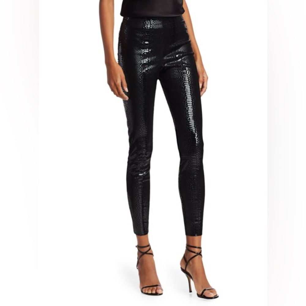 ALICE + OLIVIA SIZE 10 Maddox Crocodile Embossed lamb Leather Leggings pants